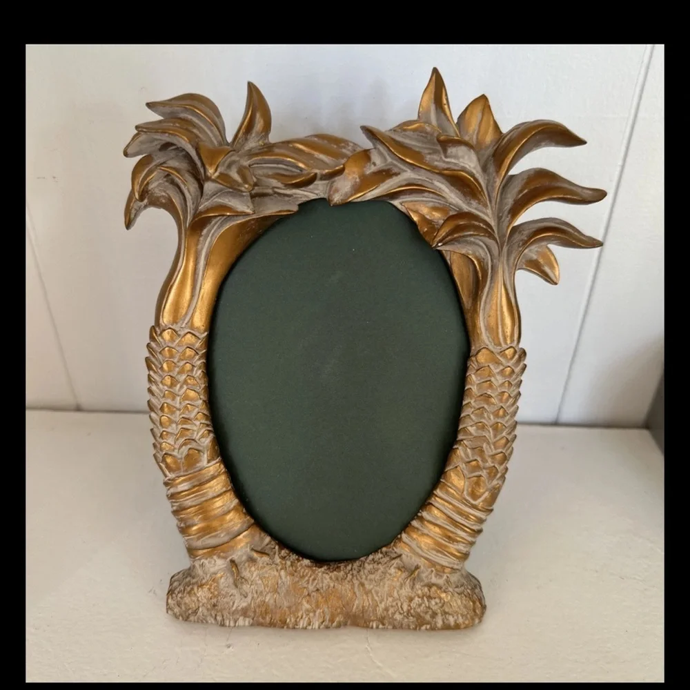4X6 HAND PAINTED Gold Palm Leaf Photo Frame NICE FRAME